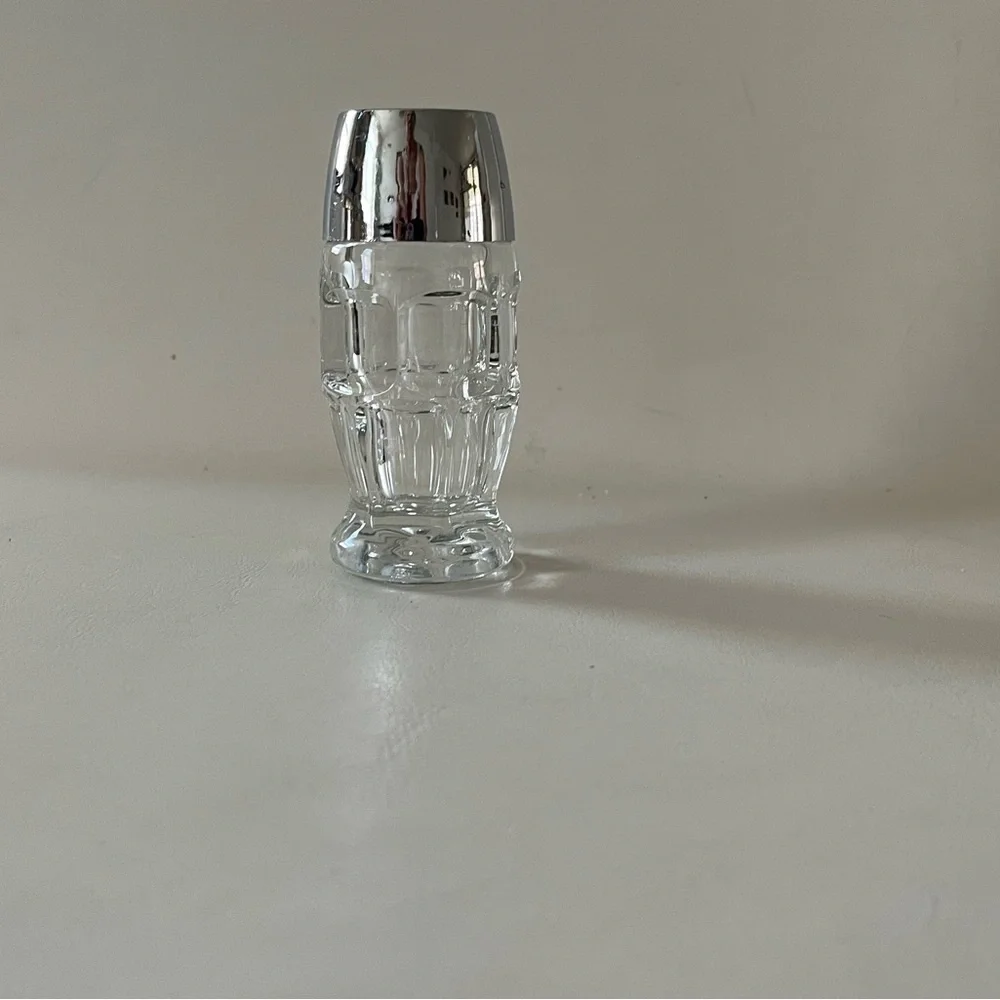 Elegant Silver and Clear Glass Salt Shaker